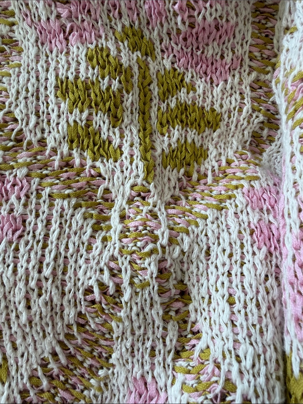 Anthro saltwater LUXE Cream Knit Crewneck Sweater with Pink & Olive Floral Motif - Picture 7 of 7